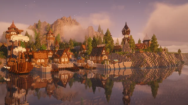 Creative mode flying and building in Minecraft