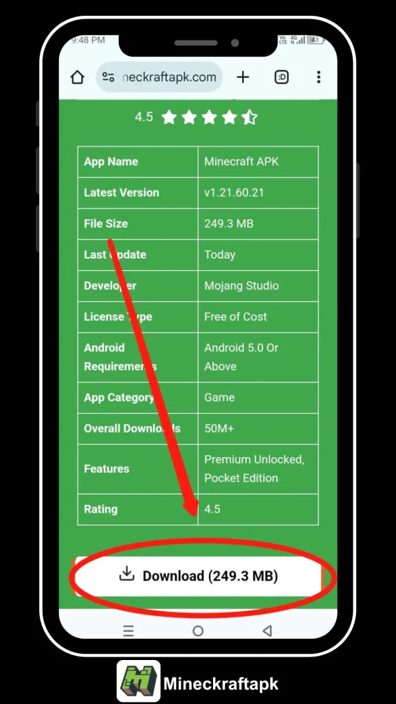 Downloading Minecraft APK on Android